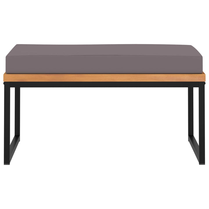 fodskammel med hynde 66x66x36 cm massivt akacietræ mørkegrå