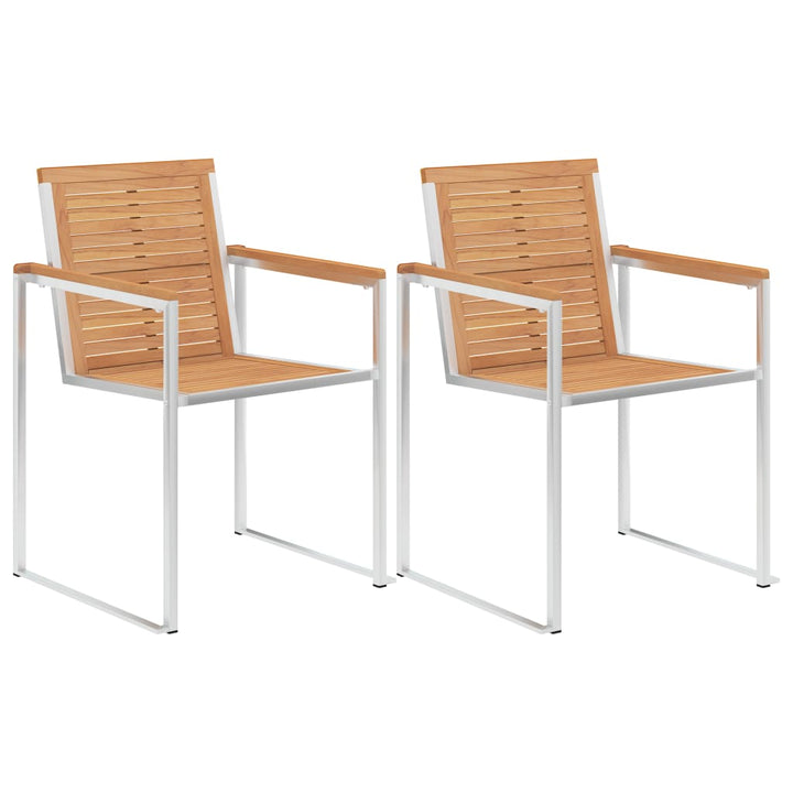 havestole 2 stk. massivt teak og rustfrit stål