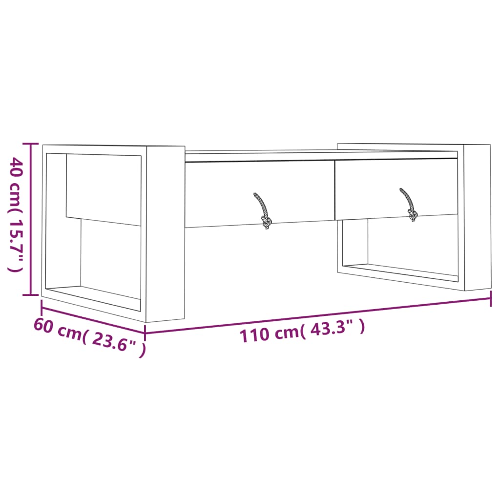 sofabord 110x60x40 cm massivt teaktræ