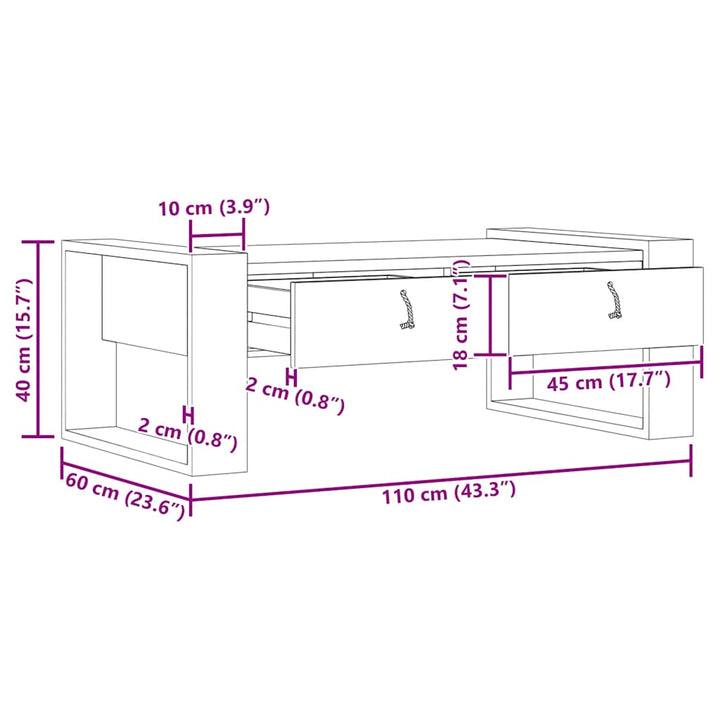 sofabord 110x60x40 cm massivt teaktræ