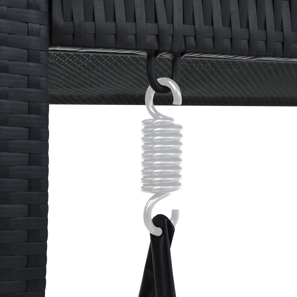 3-personers gyngebænk til haven med baldakin polyrattan sort