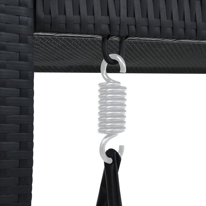 3-personers gyngebænk til haven med baldakin polyrattan sort