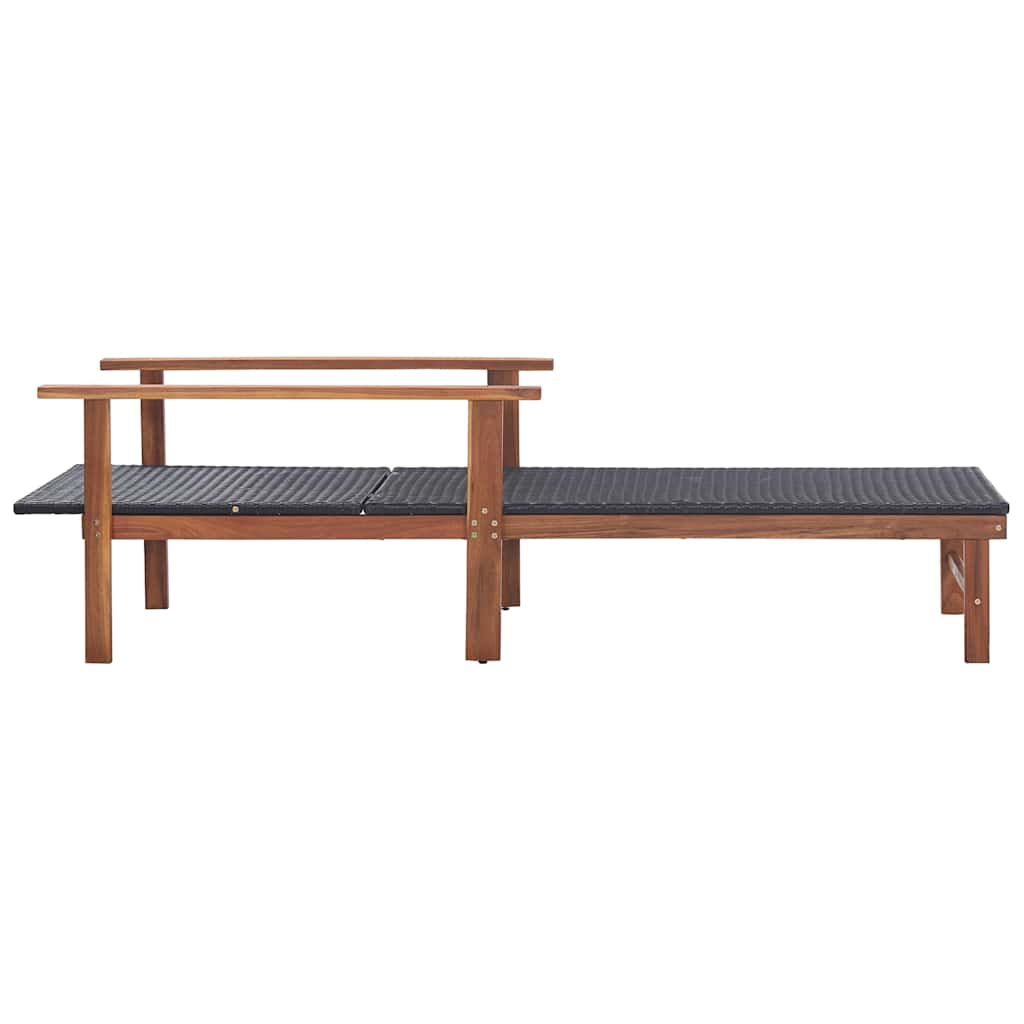 liggestol polyrattan og massivt akacietræ sort