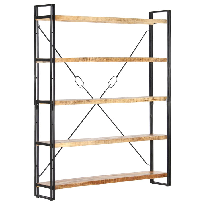 bogreol med 5 hylder 140x30x180 cm massivt mangotræ