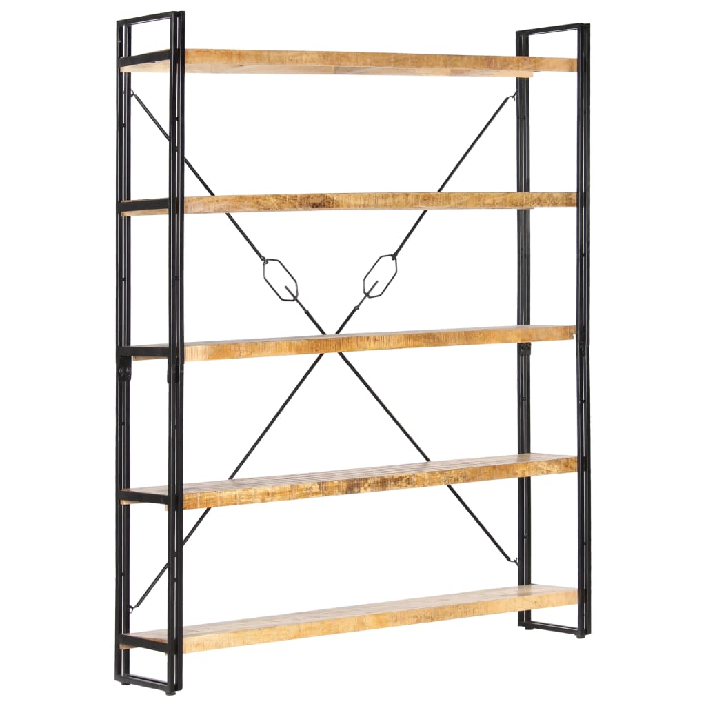 bogreol med 5 hylder 140x30x180 cm massivt mangotræ