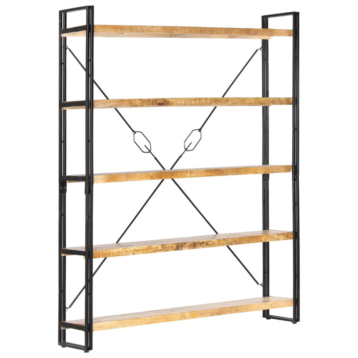 bogreol med 5 hylder 140x30x180 cm massivt mangotræ