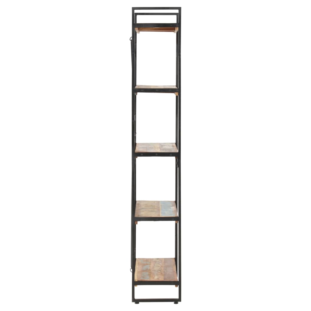 bogreol med 5 hylder 140x30x180 cm massivt genbrugstræ