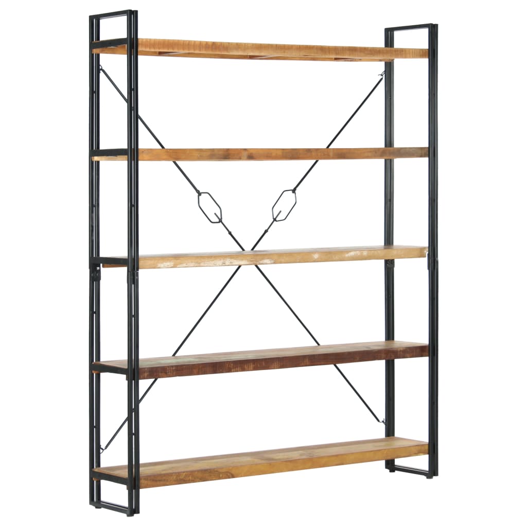 bogreol med 5 hylder 140x30x180 cm massivt genbrugstræ