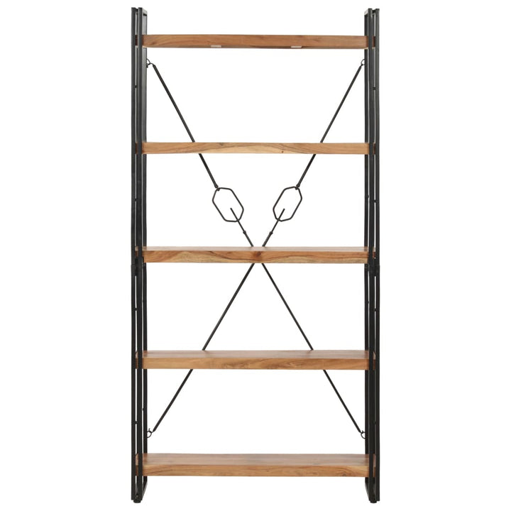 bogreol med 5 hylder 90x30x180 cm massivt akacietræ