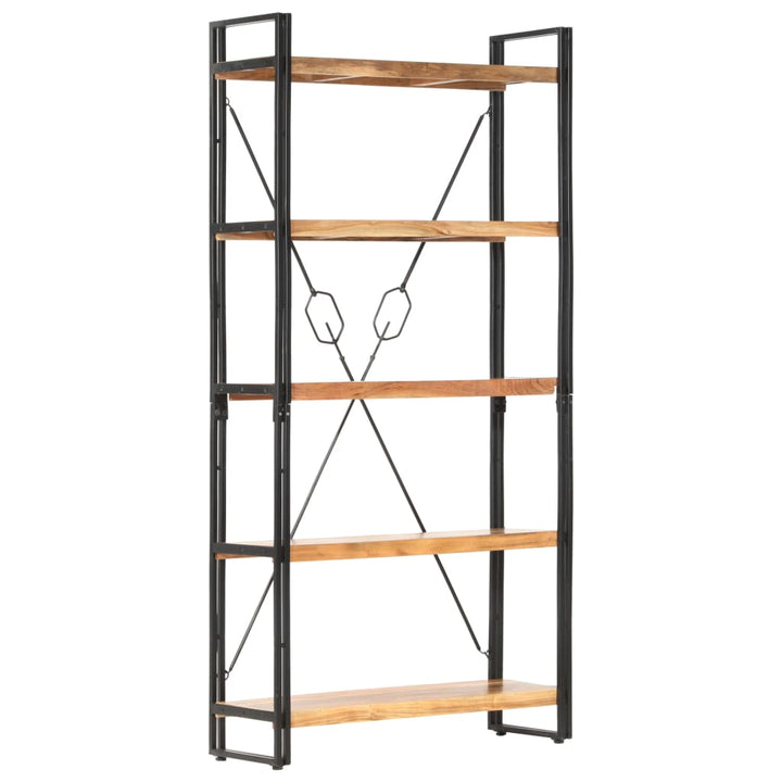 bogreol med 5 hylder 90x30x180 cm massivt akacietræ