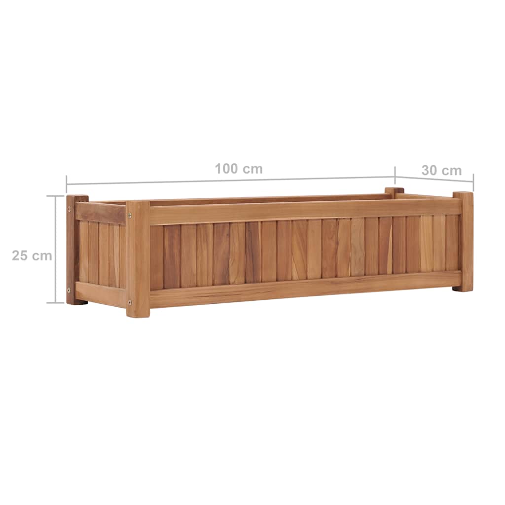 hævet plantekasse 100x30x25 cm massivt teaktræ