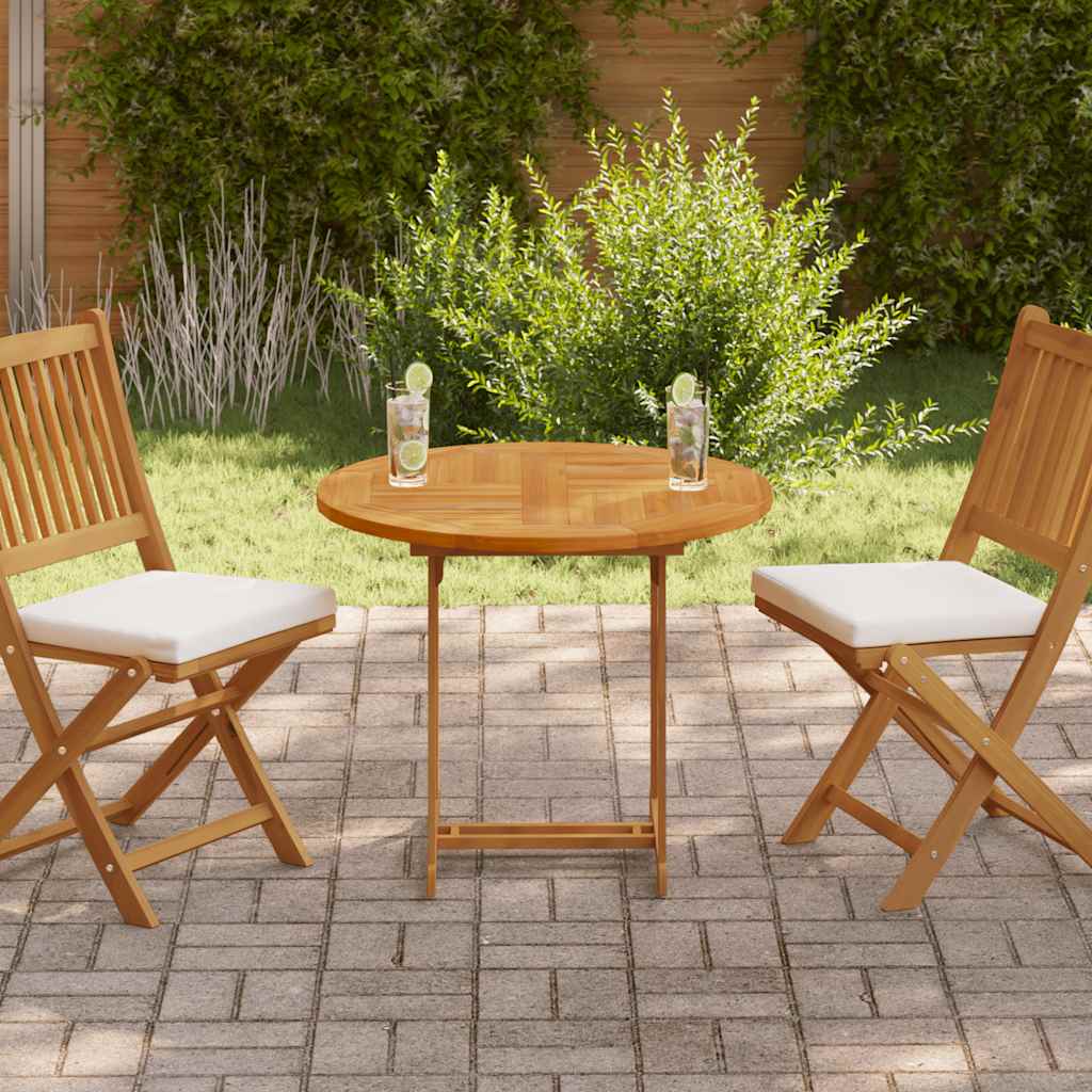 bordplade 2,5 cm 80 cm rund massivt teaktræ