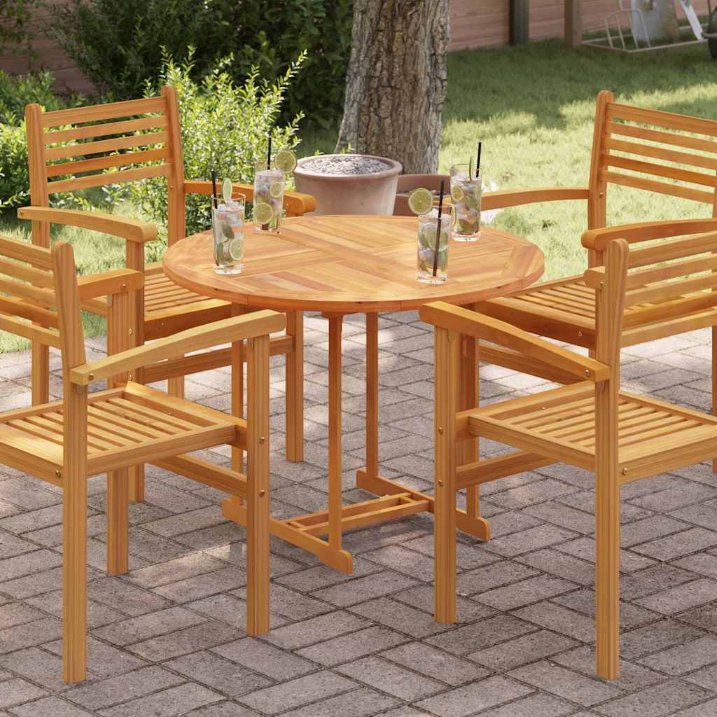 bordplade 2,5 cm 90 cm rund massivt teaktræ