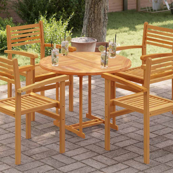 bordplade 2,5 cm 90 cm rund massivt teaktræ