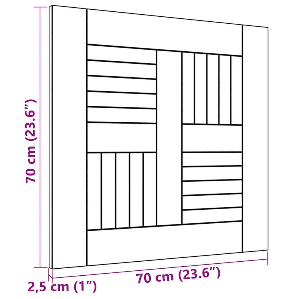 bordplade 70x70x2,5 cm massivt teaktræ