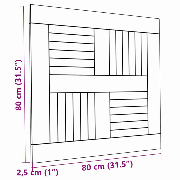 bordplade 80x80x2,5 cm firkantet massivt teaktræ