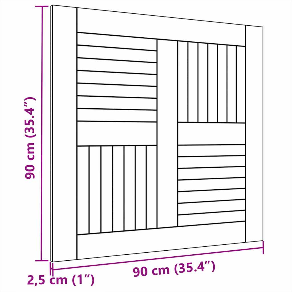 bordplade 90x90x2,5 cm firkantet massivt teaktræ