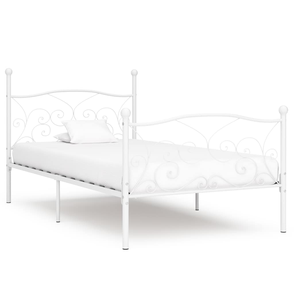 sengestel med lamelbund 90 x 200 cm metal hvid