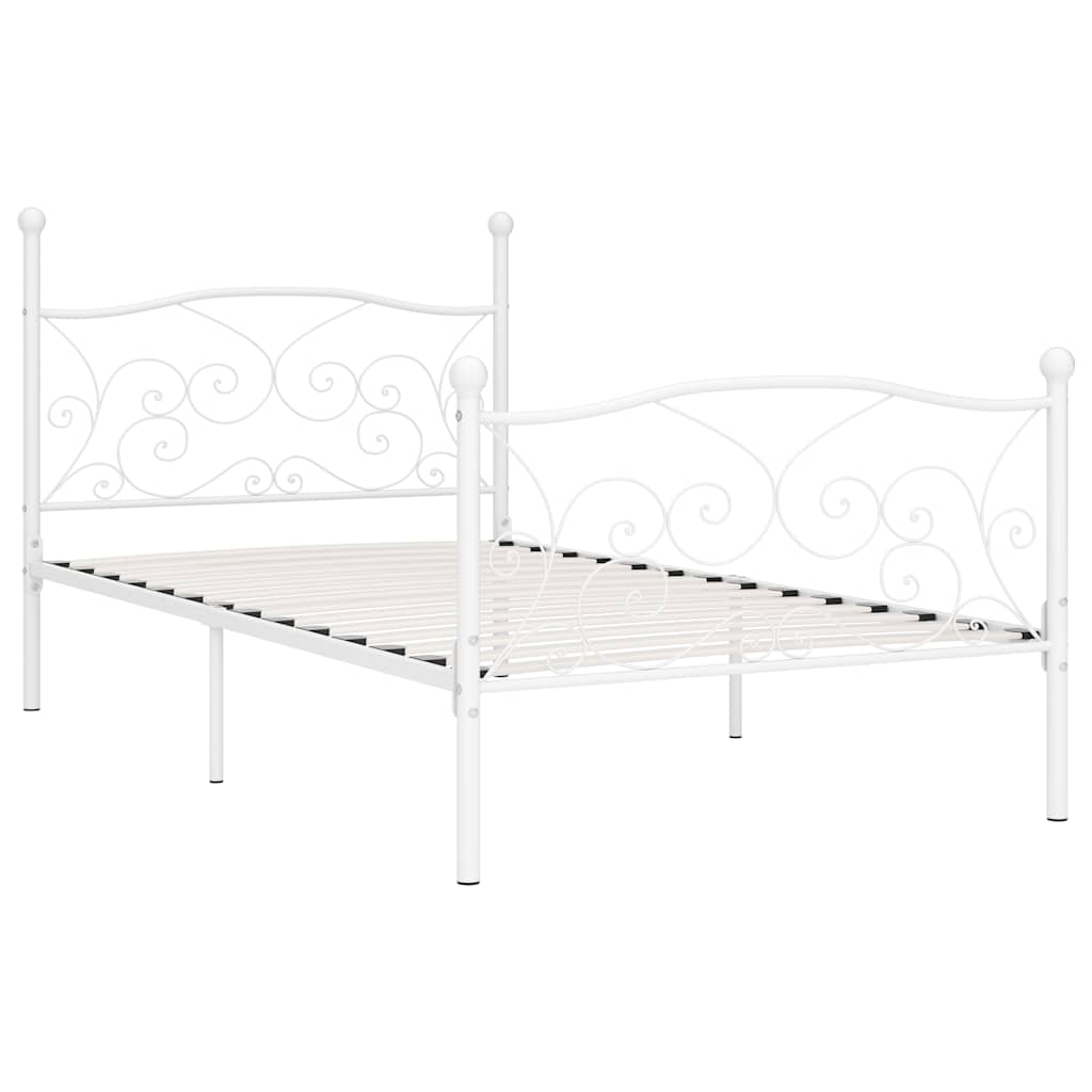 sengestel med lamelbund 90 x 200 cm metal hvid