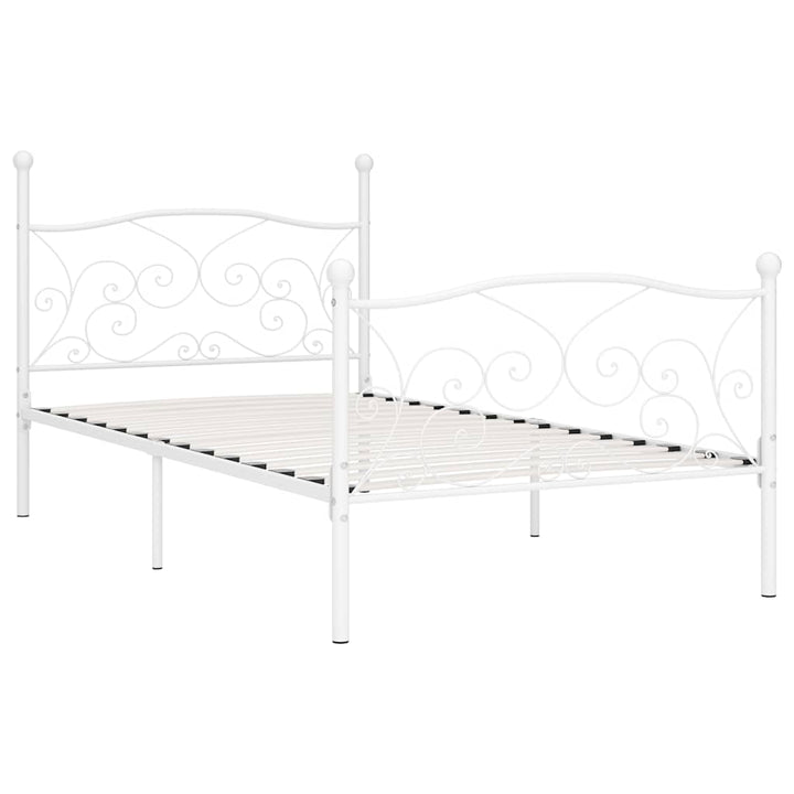 sengestel med lamelbund 90 x 200 cm metal hvid