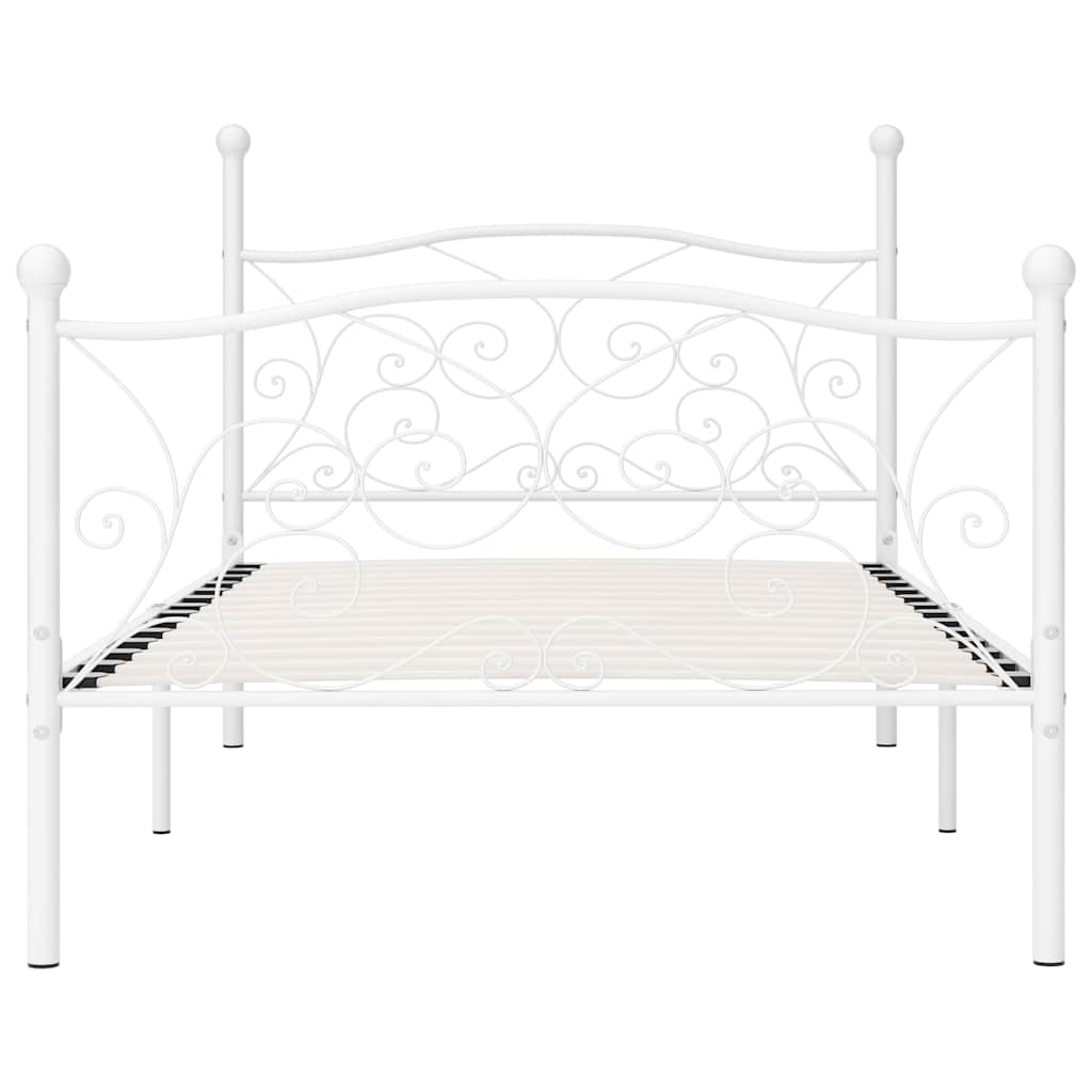 sengestel med lamelbund 90 x 200 cm metal hvid