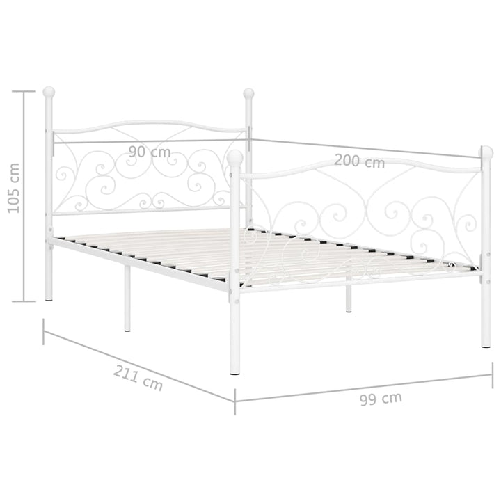 sengestel med lamelbund 90 x 200 cm metal hvid