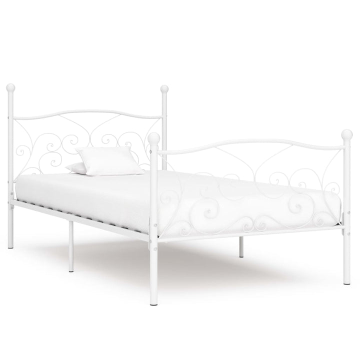 sengestel med lamelbund 100 x 200 cm metal hvid