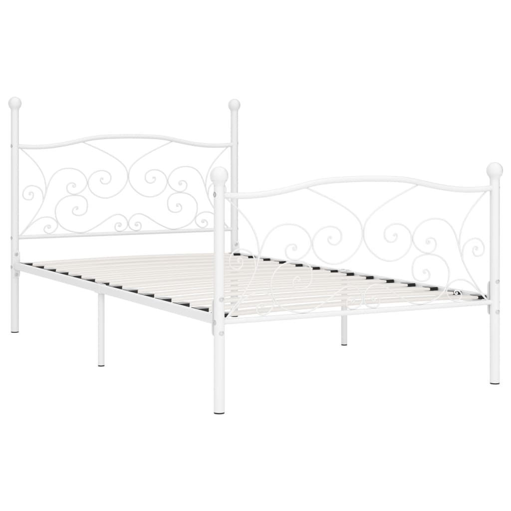sengestel med lamelbund 100 x 200 cm metal hvid