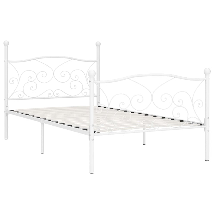 sengestel med lamelbund 100 x 200 cm metal hvid