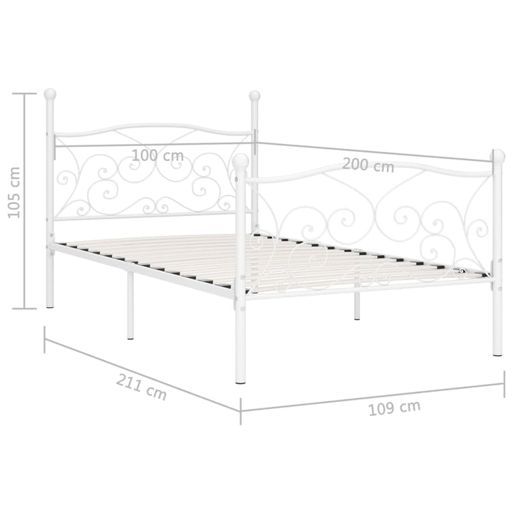 sengestel med lamelbund 100 x 200 cm metal hvid