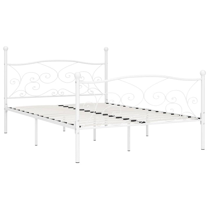 sengestel med lamelbund 120 x 200 cm metal hvid