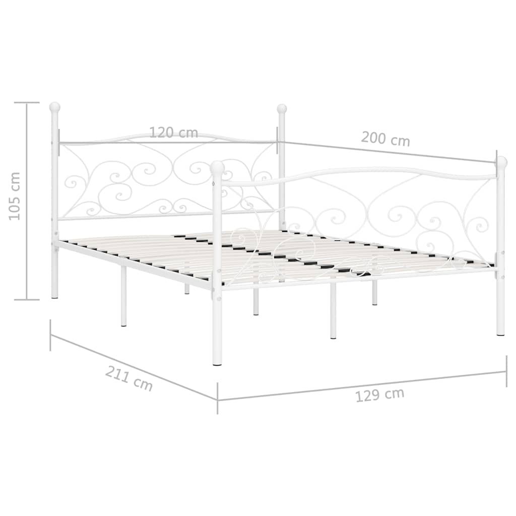 sengestel med lamelbund 120 x 200 cm metal hvid