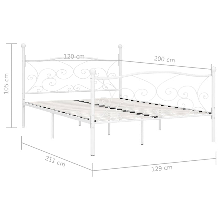 sengestel med lamelbund 120 x 200 cm metal hvid