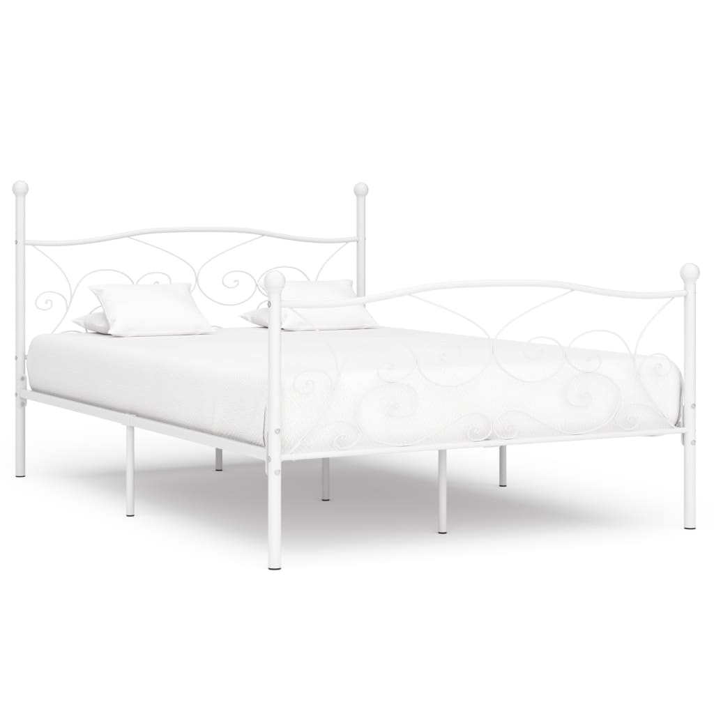 sengestel med lamelbund 140 x 200 cm metal hvid