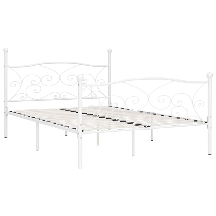 sengestel med lamelbund 140 x 200 cm metal hvid