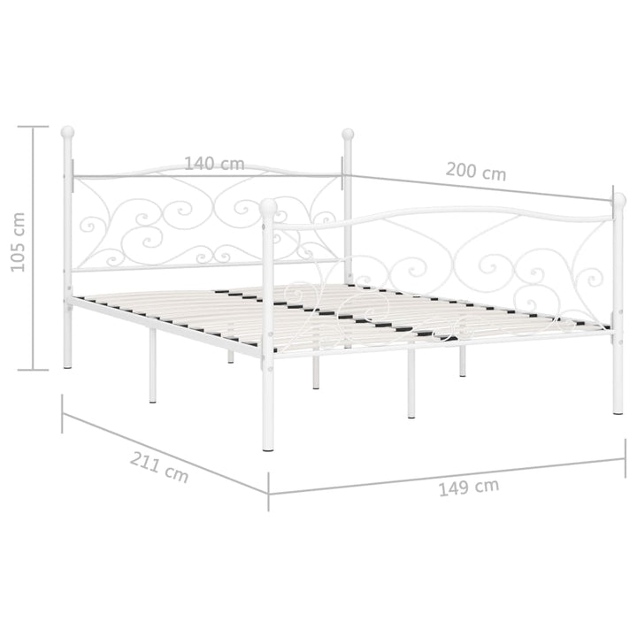 sengestel med lamelbund 140 x 200 cm metal hvid