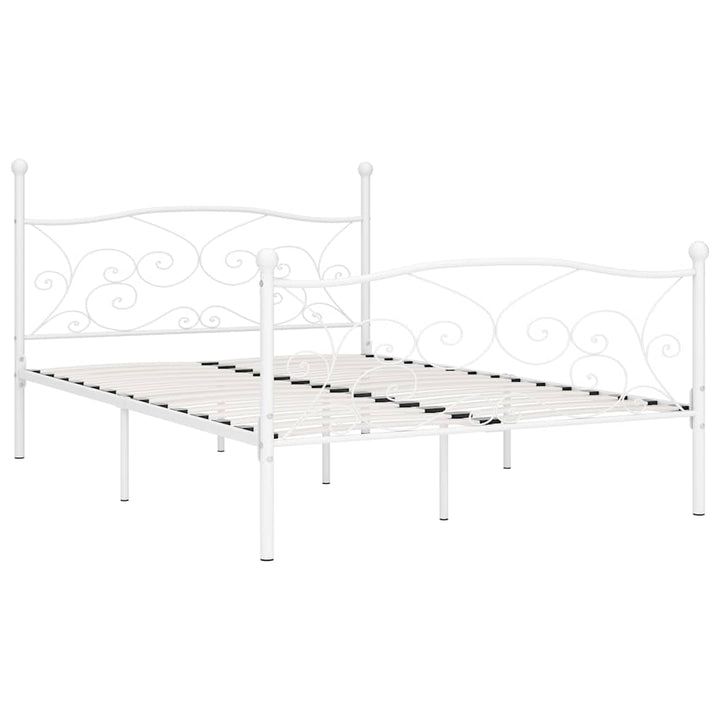 sengestel med lamelbund 160 x 200 cm metal hvid