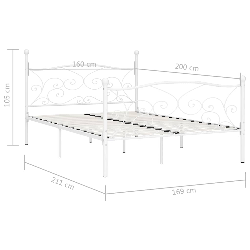 sengestel med lamelbund 160 x 200 cm metal hvid