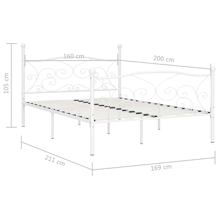 sengestel med lamelbund 160 x 200 cm metal hvid