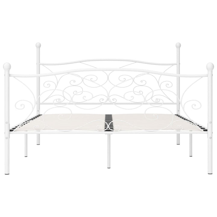 sengestel med lamelbund 200 x 200 cm metal hvid