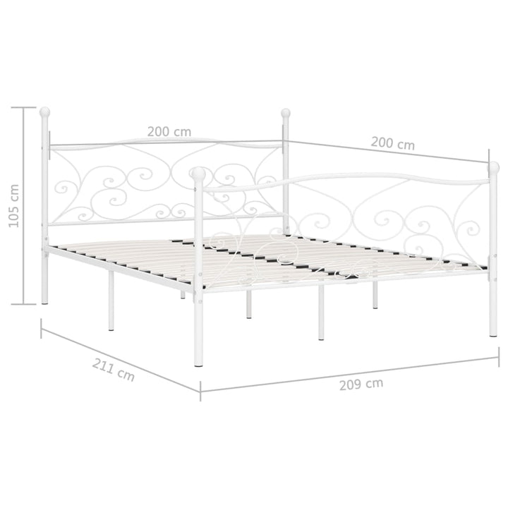 sengestel med lamelbund 200 x 200 cm metal hvid