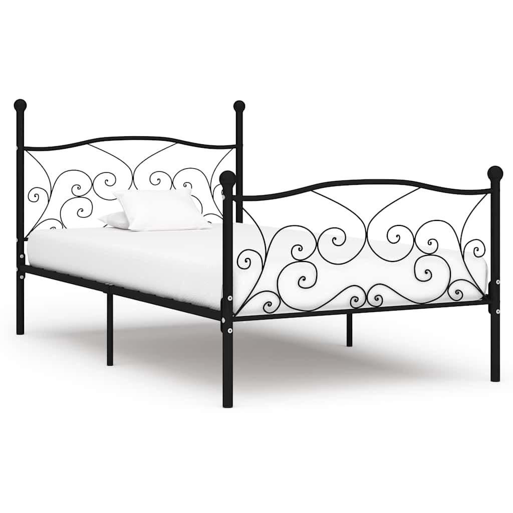 sengestel med lamelbund 90 x 200 cm metal sort