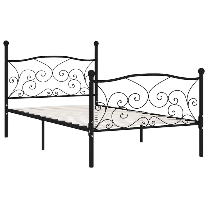 sengestel med lamelbund 90 x 200 cm metal sort