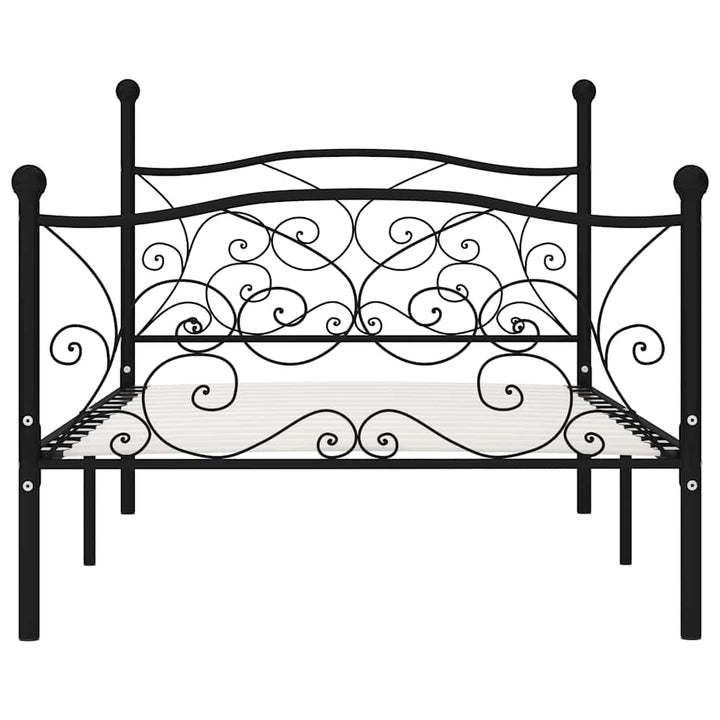 sengestel med lamelbund 90 x 200 cm metal sort