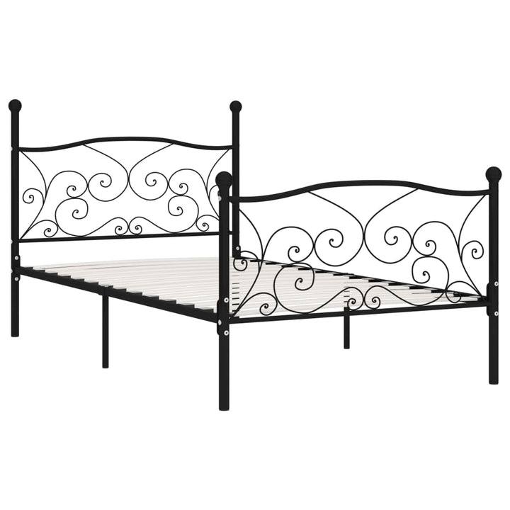 sengestel med lamelbund 100 x 200 cm metal sort