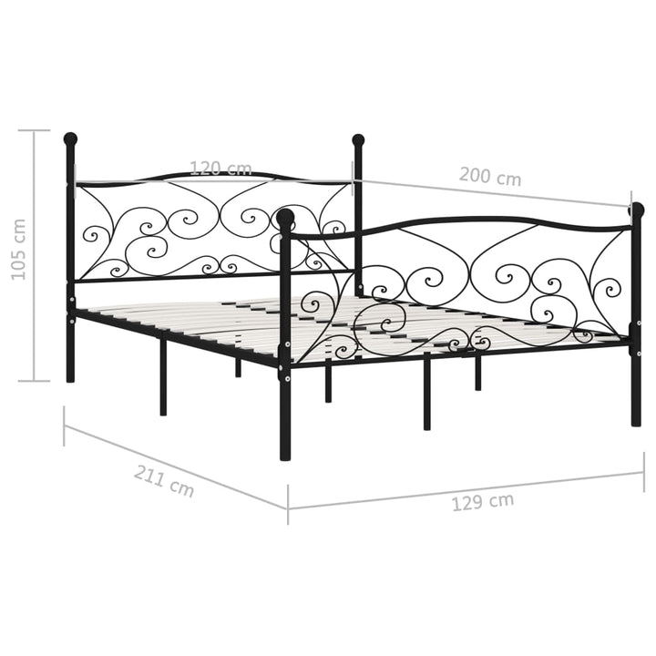 sengestel med lamelbund 120 x 200 cm metal sort