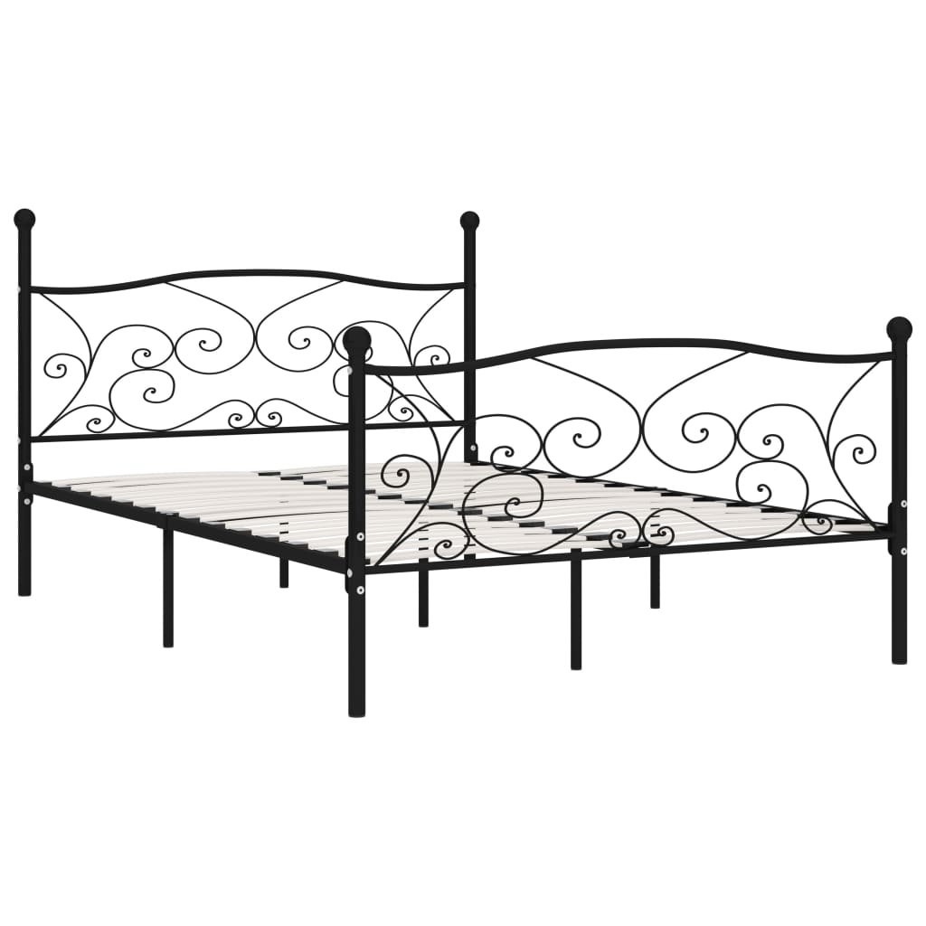 sengestel med lamelbund 140 x 200 cm metal sort