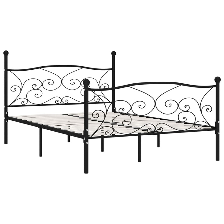 sengestel med lamelbund 140 x 200 cm metal sort