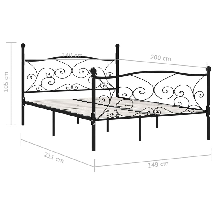 sengestel med lamelbund 140 x 200 cm metal sort