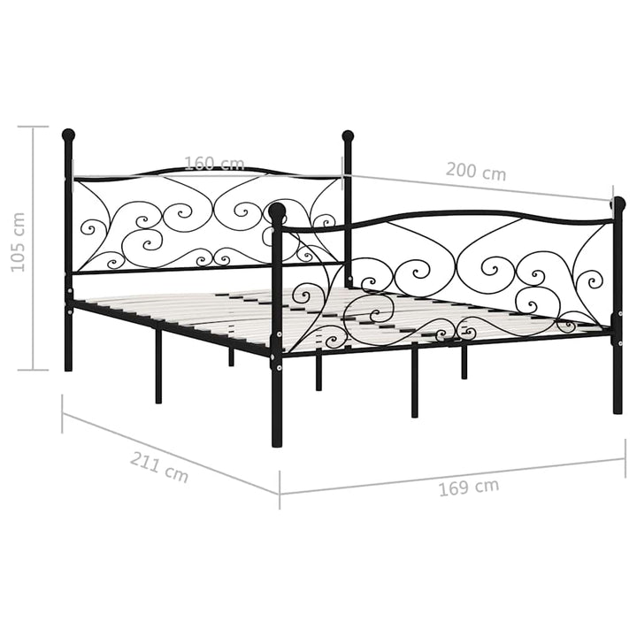 sengestel med lamelbund 160 x 200 cm metal sort